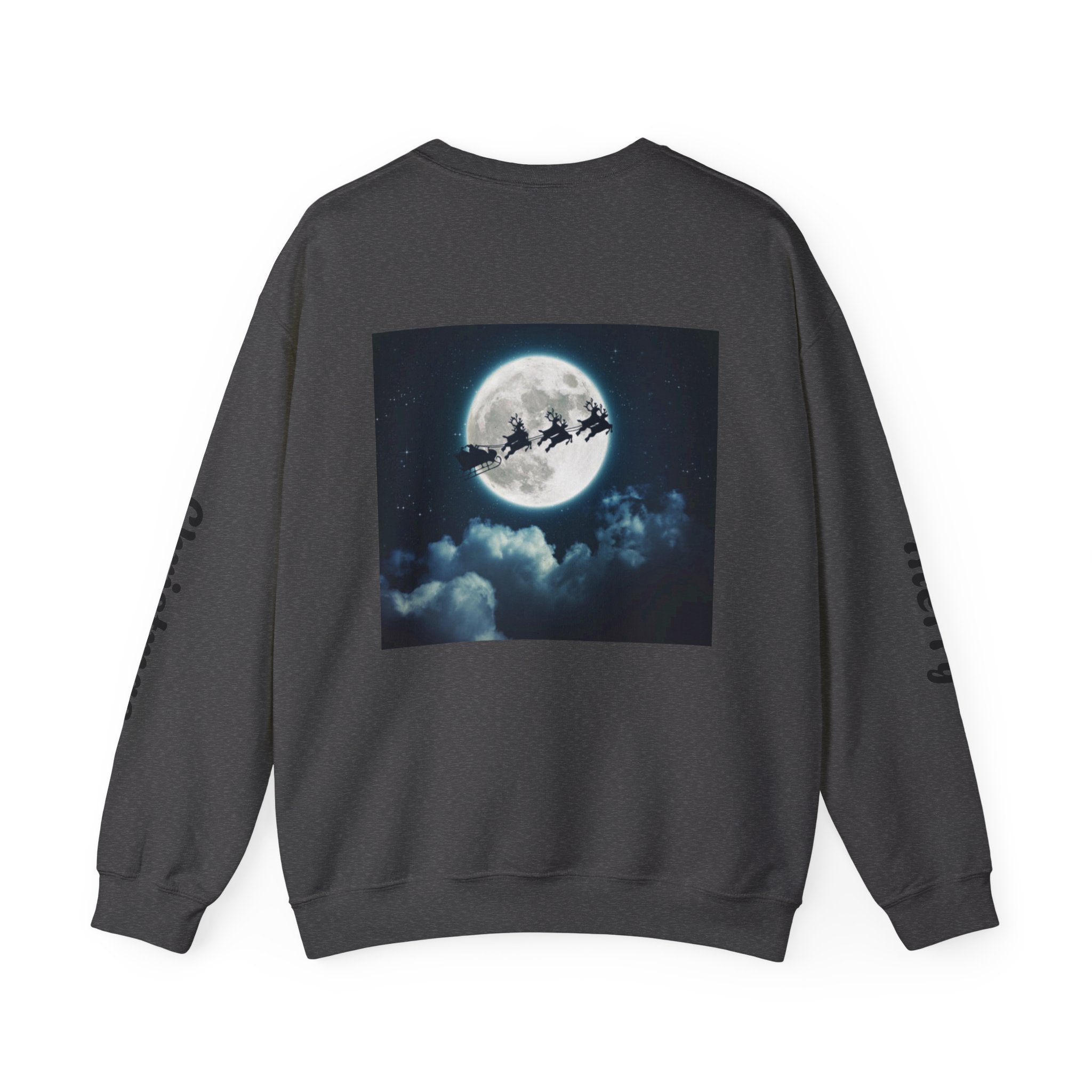 Christmas Crewneck Sweatshirt — Santa Sleigh Moon Graphic